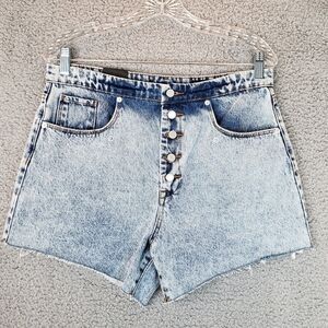 Blanknyc High Rise Exposed Button Fly Cut Off Raw Hem Denim Jean Shorts Sz 30